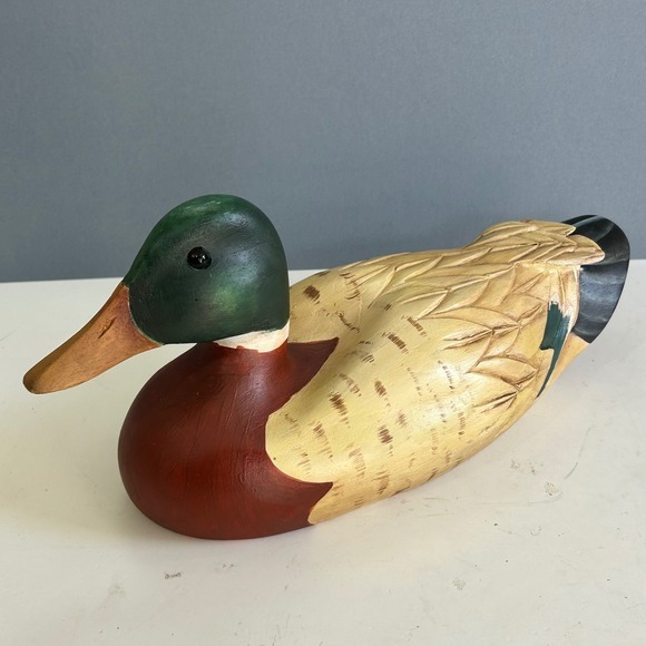 Vintage Wood Duck Decoy Mallard Drake Dan Molina Signed Hand Carved Painted‎